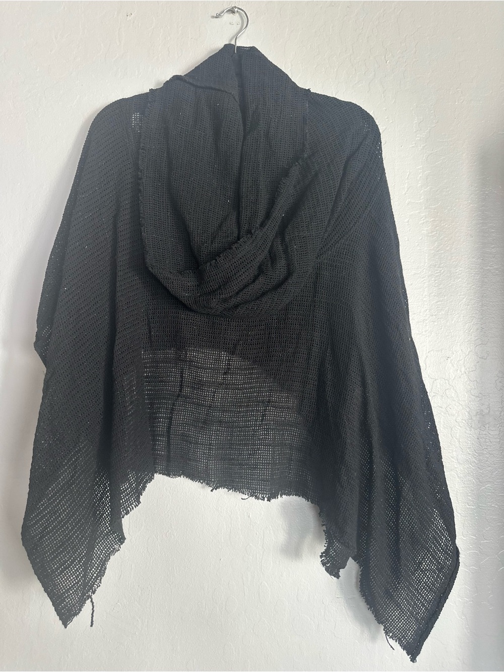 Lightweight Hooded Open-Weave Women's Sweater Cardigan - Black